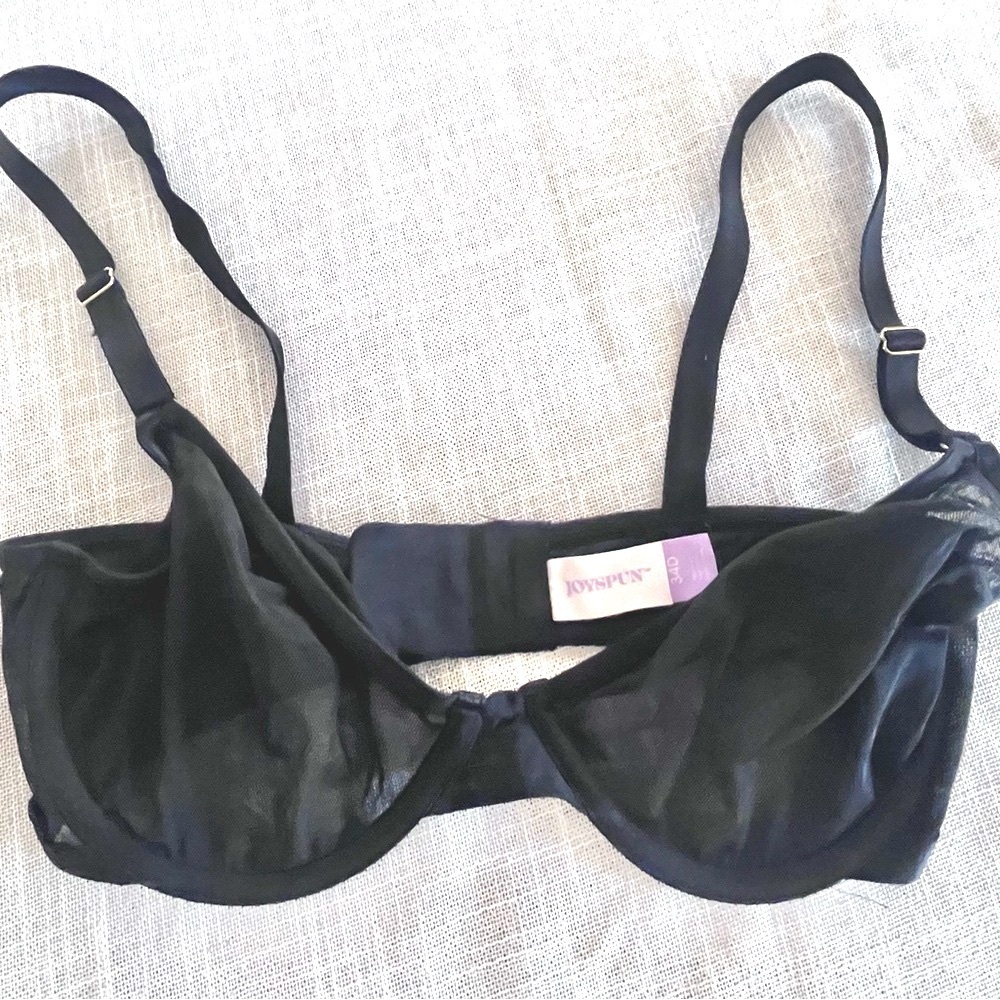 Joyspun Bra Black Mesh Bra Size 34D​ coquette biker goth‎